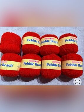 Lot of 8 Reynolds Pebble Beach Yarn Red Terry Texture 100% Cotton Discontinued